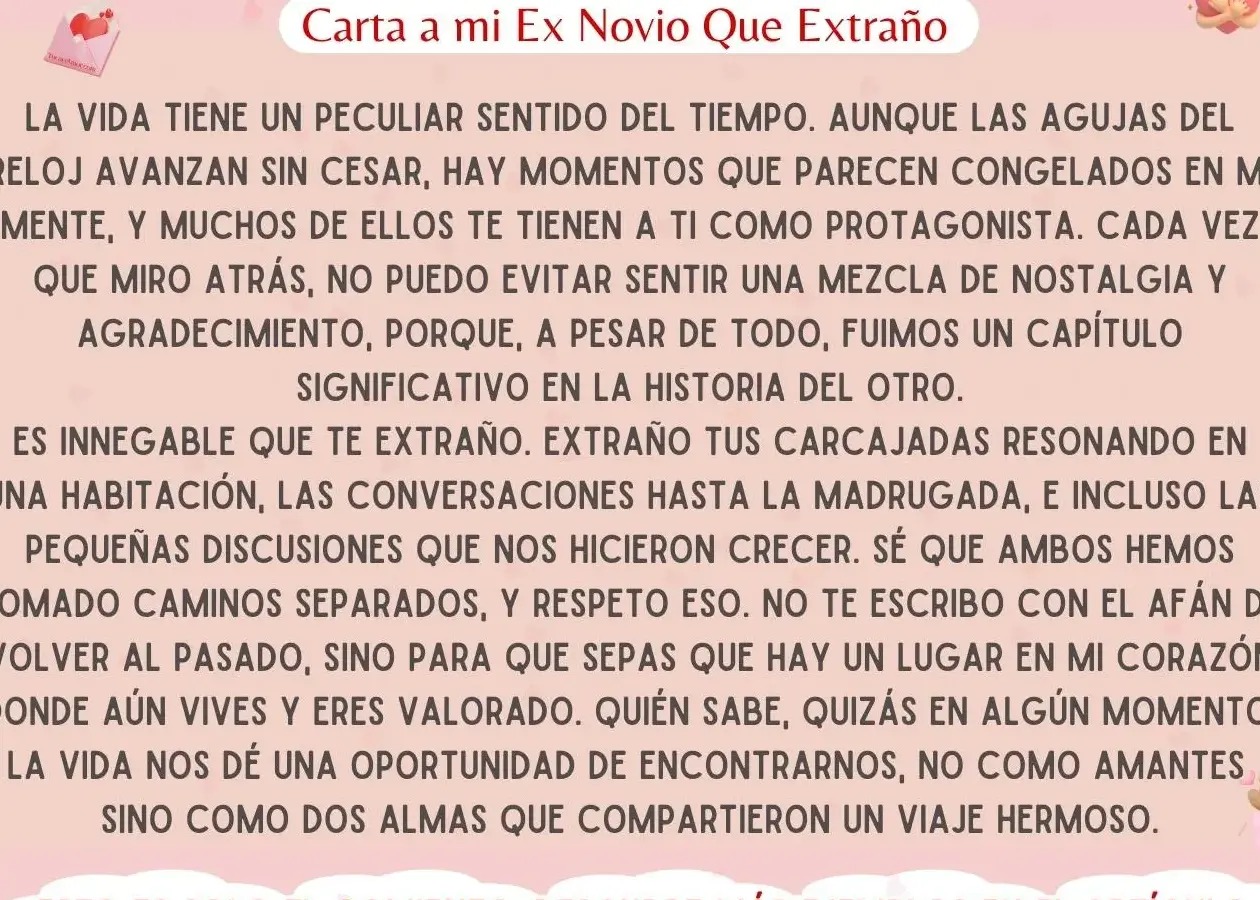 Carta para mi ex: Expresando lo que siento, te extraño